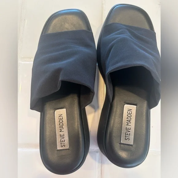 Steve Madden Black Platform Slide Sandals EU 39 US 8.5 - Picture 5 of 7